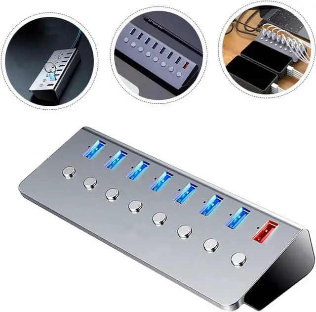 Alt view image 6 of 7 - DECHOUS Ports USB Hub with Charging Port Independent Switches USB Splitter for High-Speed Data Transfer Portable Multi-Functional for Laptop and Business Travel