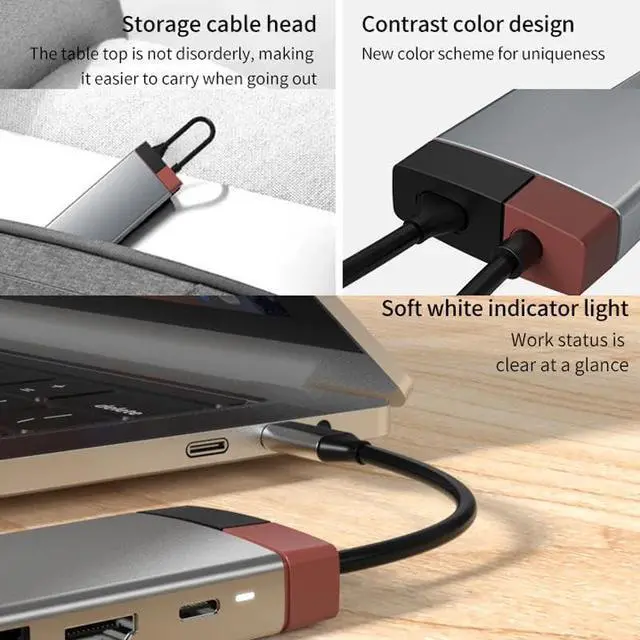 Alt view image 5 of 7 - Daguys Metal Type-C Docking Station USB HUB Computer Multi Functional Expansion Dock
