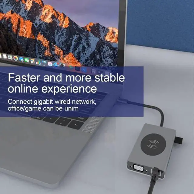 Alt view image 6 of 7 - Daguys BX15W USB HUB Type-C Docking Station with Wireless Charge Function