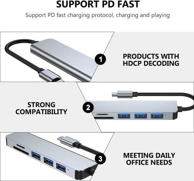 Alt view image 3 of 7 - HOMSFOU 3pcs Type USB Hub Ports Expansion Adapter for Data Transfer Design Card Reader Compact and Lightweight for Laptops