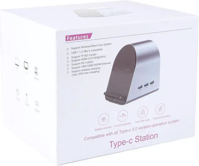 Alt view image 7 of 7 - Daguys BYL-2211 10 in 1 USB-C/Type-C HUB Adapter, Support Phone Charger