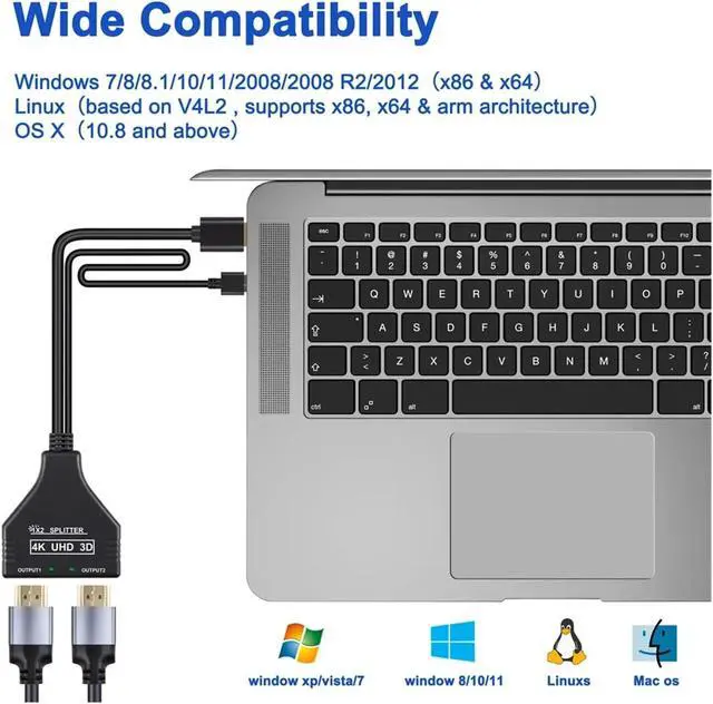 Alt view image 4 of 5 - HDTV 4K 30Hz HDMI Splitter 1 in 2 Out Video V/GA Cord to DVI 24 to Hdmi Adapter for TV Box M>oni>tor Projector 15m(DVI-D add UK Adapter)