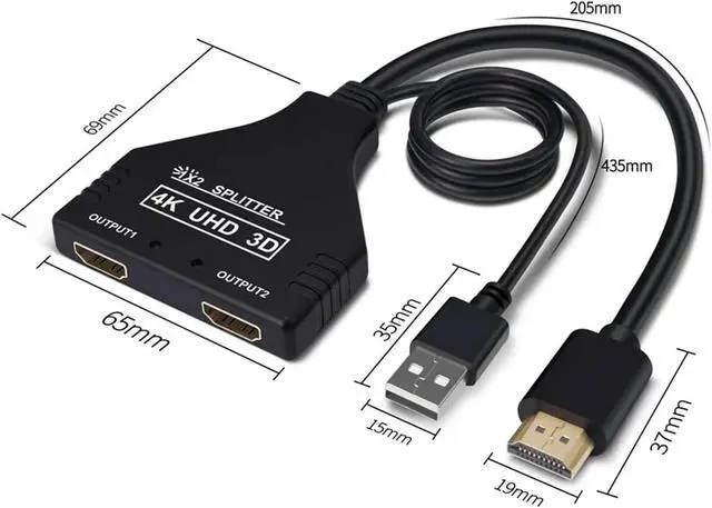 Alt view image 5 of 5 - HDTV 4K 30Hz HDMI Splitter 1 in 2 Out Video V/GA Cord to DVI 24 to Hdmi Adapter for TV Box M>oni>tor Projector 15m(DVI-D add UK Adapter)