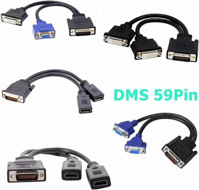 Alt view image 2 of 6 - LFH DMS 59Pin Splitter Cord Male to 2 HDMI V/GA DVI DP Female Extension Adapter for Graphics Card Computer TV M>oni>tor Projector(DMS 59Pin-VGA DVI)