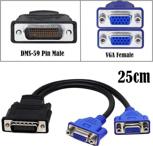 Alt view image 3 of 6 - LFH DMS 59Pin Splitter Cord Male to 2 HDMI V/GA DVI DP Female Extension Adapter for Graphics Card Computer TV M>oni>tor Projector(DMS 59Pin-VGA DVI)