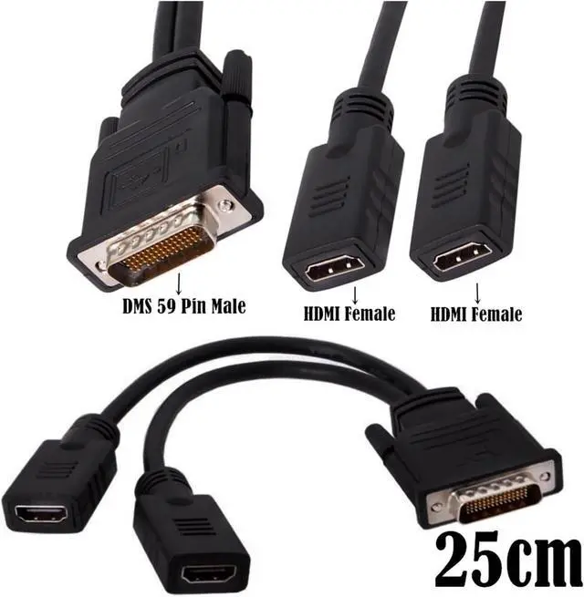 Alt view image 5 of 6 - LFH DMS 59Pin Splitter Cord Male to 2 HDMI V/GA DVI DP Female Extension Adapter for Graphics Card Computer TV M>oni>tor Projector(DMS 59Pin-VGA DVI)