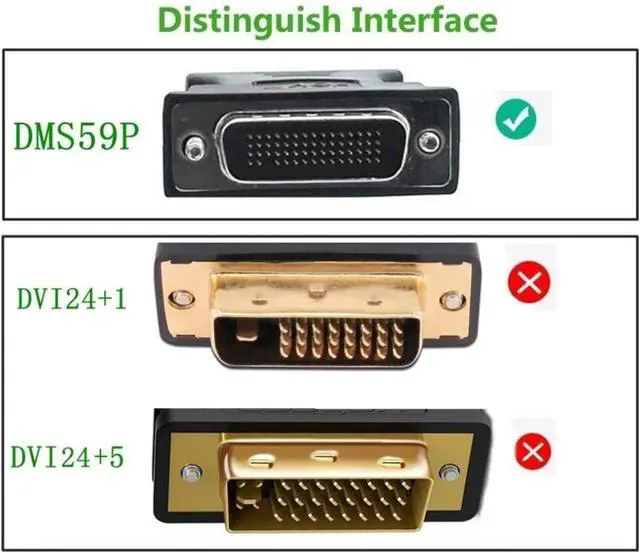 Alt view image 6 of 6 - LFH DMS 59Pin Splitter Cord Male to 2 HDMI V/GA DVI DP Female Extension Adapter for Graphics Card Computer TV M>oni>tor Projector(DMS 59Pin-VGA DVI)