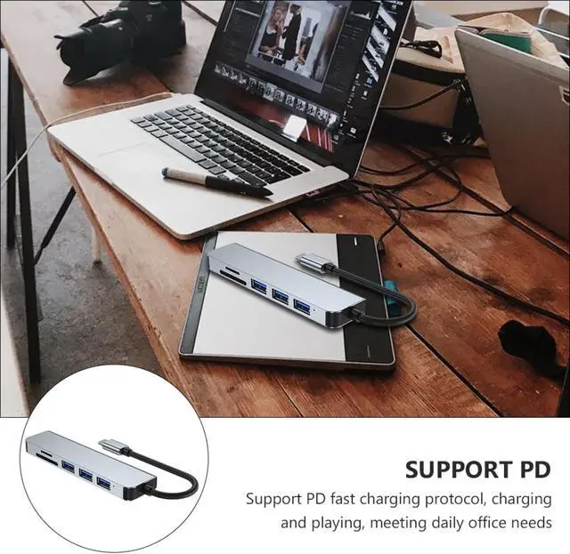 Alt view image 6 of 7 - HOMSFOU 3pcs Type USB Hub Ports Expansion Adapter for Data Transfer Design Card Reader Compact and Lightweight for Laptops