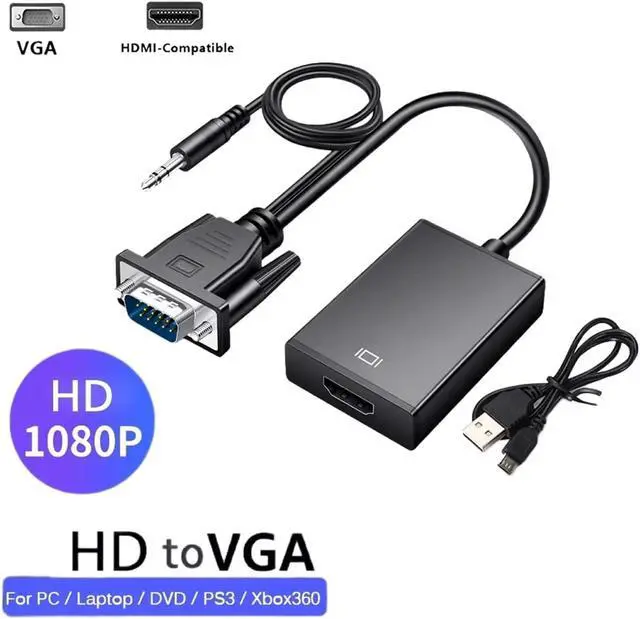 Alt view image 2 of 5 - V/GA to HDMI-Compatible Converter Full HD 1080P Adapter Cord with Output for PC to HDTV Projector
