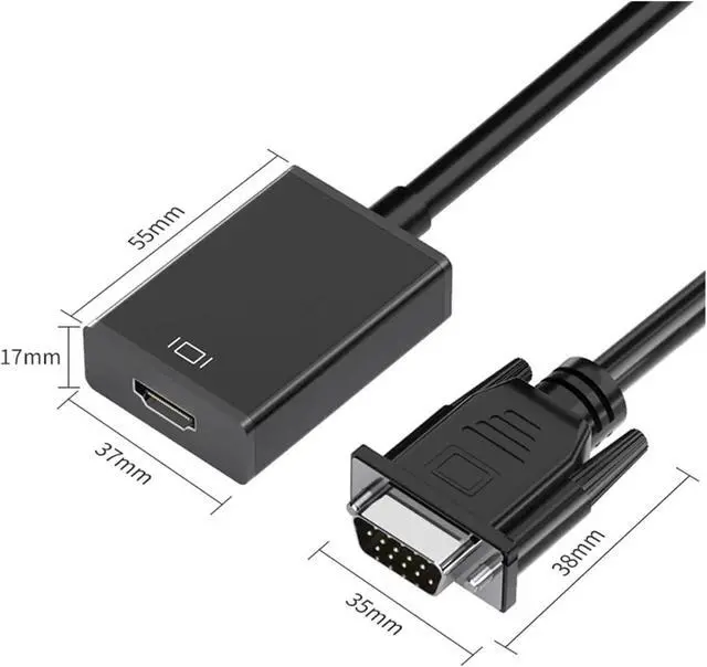 Alt view image 5 of 5 - V/GA to HDMI-Compatible Converter Full HD 1080P Adapter Cord with Output for PC to HDTV Projector