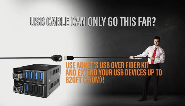 Alt view image 2 of 7 - USB 3.0/2.0/1.1 to Fiber Optic Extender with 4-Port USB Hub Up to 820ft 250m Over SM/MM LC Fiber Plug & Play, No Driver Needed Power from USB Supports High-Speed Devices & Cameras