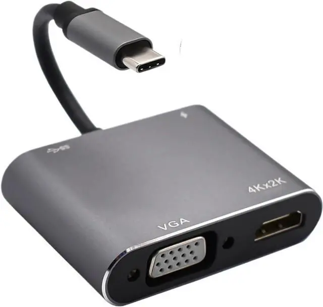 Main image of TY>pe C to HDMI-Compatible V/GA USB 3 HUB Adapter Digital AV Multiport 4K 1080P Same Screen Line for(Gray 4 in 1)