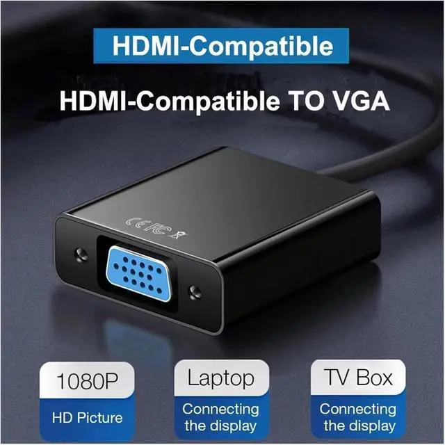 Alt view image 2 of 4 - HD 1080P HDMI to V/GA Cord Converter with Power Supply Male to Female Adapter for Tablet PC TV(White)
