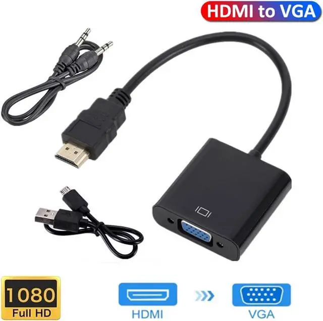 Alt view image 2 of 7 - HDMI-Compatible to V/GA with 3.5mm Power Supply Full HD 1080P Male to Converter Adapter for TV Box PC Projector Laptops(Black with 2 Cables)