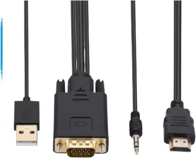 Alt view image 2 of 5 - 1.8m V/GA to HDMI-Compatible Cord HD 1080P Male to HDMI with USB Power Supply Adapter for HDTV Projector
