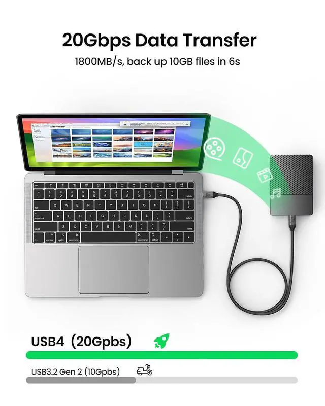 Alt view image 3 of 7 - Silkland USB 4 for Long Thunderbolt 4 Cable 16.5FT/5M, 20Gbps Data Transfer, Supports 5K/4K@60Hz, 240W PD 3.1 Charging, USB C Video Cable Compatible for Thunderbolt 3, MacBook, SSD, Docking,VR Headset