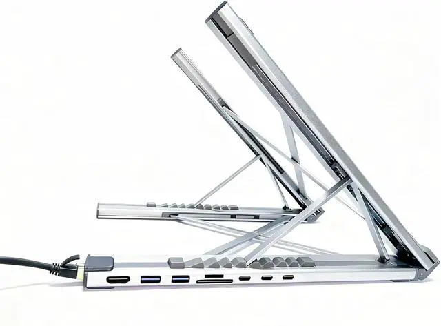 Alt view image 7 of 7 - Aluminum Multiports Type C Hubs with 100WPD Charging Card Reader and Adjustable Notebook Stand USB C Hubs with Stand