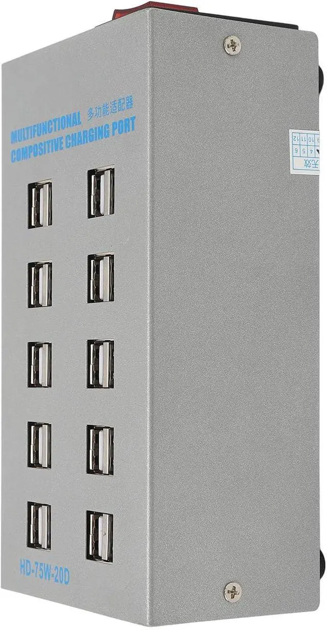 Alt view image 7 of 7 - USB Hub with Power Supply, Efficient Charging, 20-Port USB Splitter for Various Devices, Stainless Steel