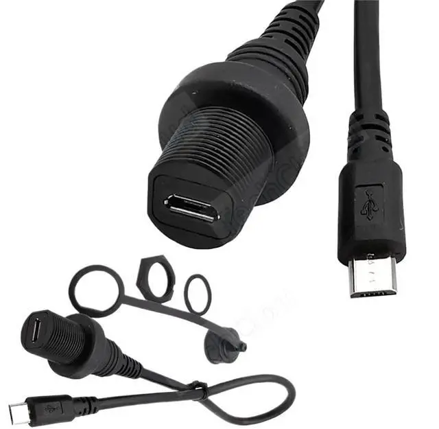 Alt view image 2 of 7 - Micro USB Extension Waterproof Cable,USB 2.0 Micro-5pin Male to Female Panel Mount Waterproof Connector Extension Cord 0.3m 1m(1m,Micro -Straight)
