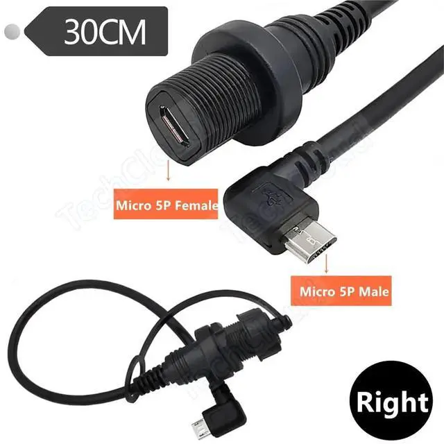 Alt view image 5 of 7 - Micro USB Extension Waterproof Cable,USB 2.0 Micro-5pin Male to Female Panel Mount Waterproof Connector Extension Cord 0.3m 1m(1m,Micro -Straight)
