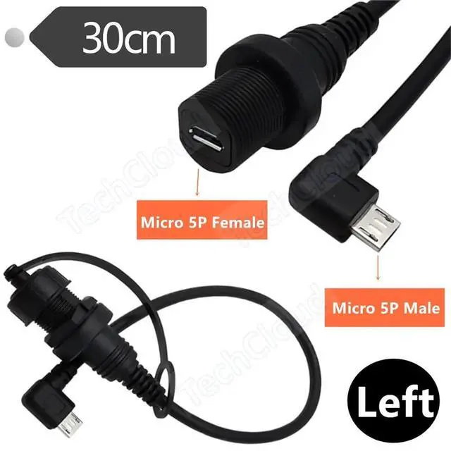 Alt view image 6 of 7 - Micro USB Extension Waterproof Cable,USB 2.0 Micro-5pin Male to Female Panel Mount Waterproof Connector Extension Cord 0.3m 1m(1m,Micro -Straight)