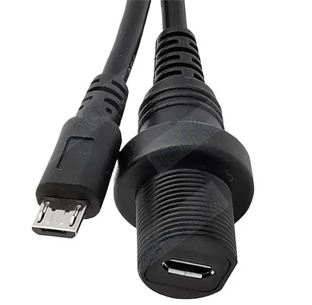 Alt view image 3 of 7 - Micro USB Extension Waterproof Cable,USB 2.0 Micro-5pin Male to Female Panel Mount Waterproof Connector Extension Cord 0.3m 1m(1m,Micro -Straight)