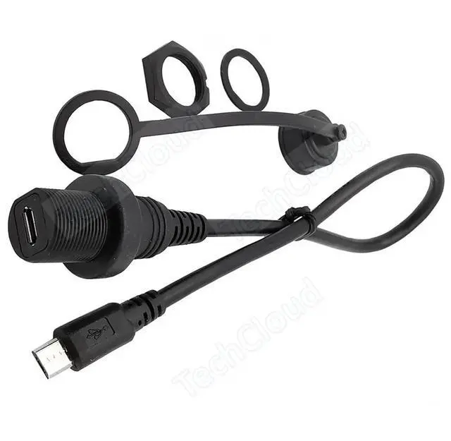 Alt view image 7 of 7 - Micro USB Extension Waterproof Cable,USB 2.0 Micro-5pin Male to Female Panel Mount Waterproof Connector Extension Cord 0.3m 1m(1m,Micro -Straight)