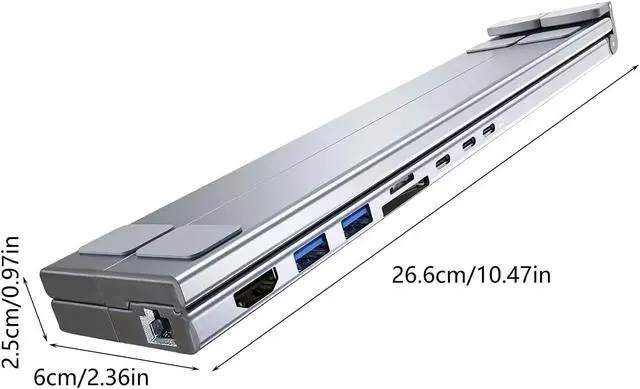Alt view image 4 of 7 - Aluminum Multiports Type C Hubs with 100WPD Charging Card Reader and Adjustable Notebook Stand USB C Hubs with Stand