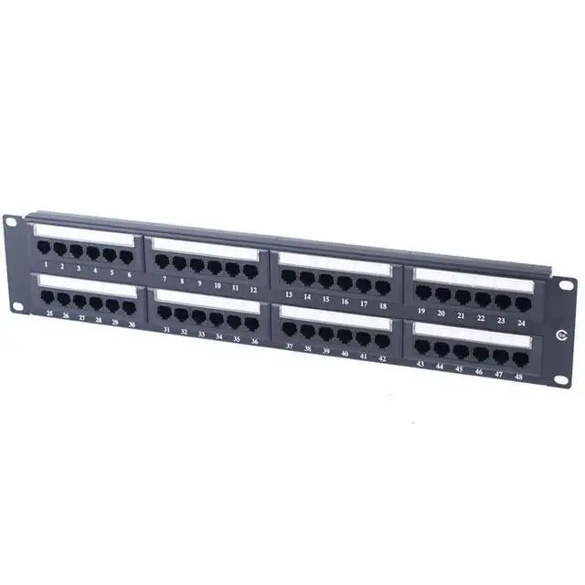 Alt view image 2 of 5 - Cat6A 48-Port UTP Patch Panel with Loaded Modular Network Patch Panel
