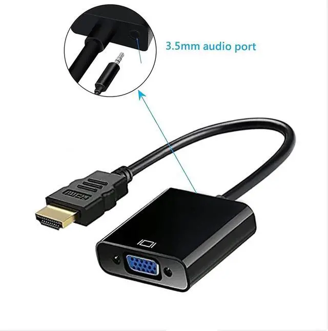 Alt view image 2 of 4 - HDMI to V/GA+DC 3.5mm to with High-Definition TV Adapter Cord Supporting 1080(Black)