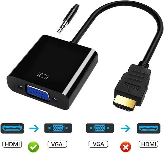 Alt view image 3 of 4 - HDMI to V/GA+DC 3.5mm to with High-Definition TV Adapter Cord Supporting 1080(Black)