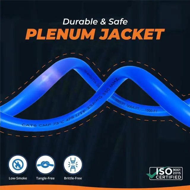 Alt view image 4 of 7 - Cat6 Plenum Cable 1000ft | DSX-8000 Analyzer Tested Up to 100m | 550 MHz, 23AWG, 4 Pair, UTP | The US's Most Accredited Cable | Gray (Also Available in 7 Colors)