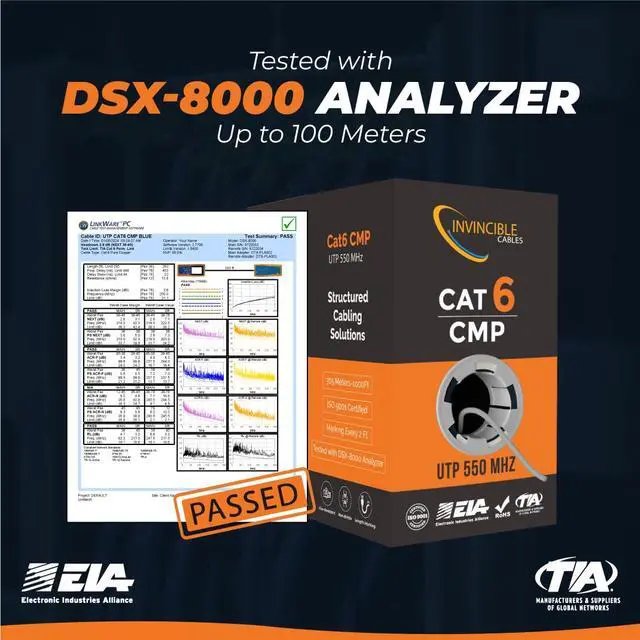 Alt view image 5 of 7 - Cat6 Plenum Cable 1000ft | DSX-8000 Analyzer Tested Up to 100m | 550 MHz, 23AWG, 4 Pair, UTP | The US's Most Accredited Cable | Gray (Also Available in 7 Colors)