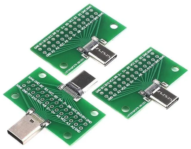 Alt view image 2 of 3 - Male to Female USB 3.1 Test PCB Board Adapter 24P 2.54mm Connector Socket for Data Line Wire Cable Transfer(Male Female,10 Pcs)