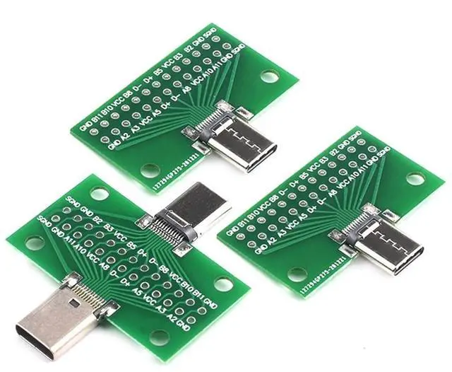 Alt view image 3 of 3 - Male to Female USB 3.1 Test PCB Board Adapter 24P 2.54mm Connector Socket for Data Line Wire Cable Transfer(Male Female,10 Pcs)