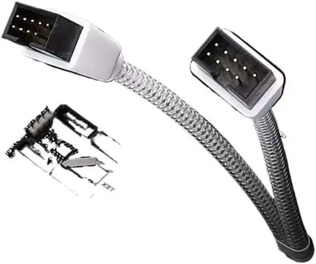 Alt view image 3 of 5 - USB 9Pin to Dual 9Pin Cable Splitter Computer PC Case Motherboard 1 in 2 Out Data Transfer Braided Shield Wire HUB Extend Line(White)
