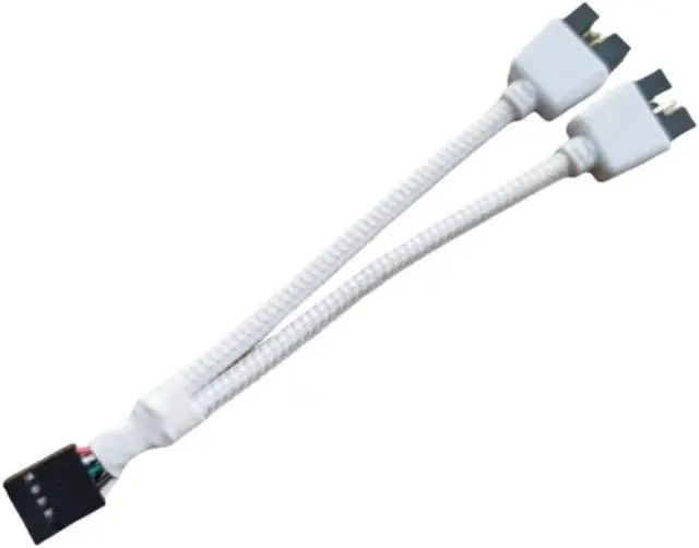 Alt view image 4 of 5 - USB 9Pin to Dual 9Pin Cable Splitter Computer PC Case Motherboard 1 in 2 Out Data Transfer Braided Shield Wire HUB Extend Line(White)