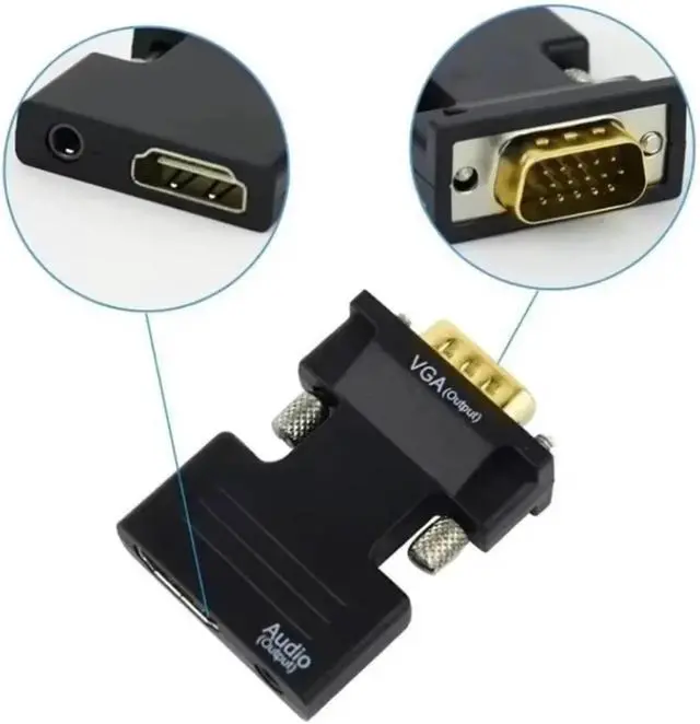 Alt view image 3 of 4 - HDMI Female to V/GA Male Converter with 3 5mm Suitable Projectors High Definition Computer Monitors Set Top Box Connectors(Balck)