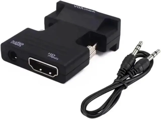 Alt view image 4 of 4 - HDMI Female to V/GA Male Converter with 3 5mm Suitable Projectors High Definition Computer Monitors Set Top Box Connectors(Balck)