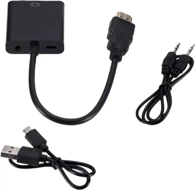 Alt view image 4 of 4 - HD 1080P HDMI to V/GA Converter Cord with Power Supply Male to Female Adapter for P;S/4 TV Box Laptops(Black with 2 Cables)
