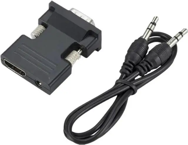 Main image of 1080P HDMI-Compatible Female to V/GA Male Converter 3.5mm Adapter Support sig/nal Output Convertor with Cord HD2VGA(Black)