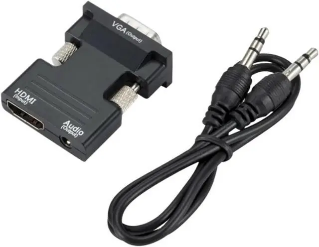 Alt view image 2 of 6 - HDMI-Compatible to V/GA Converter with 3.5Mm Cord 1080P HDMI-Compatible Female to Male Adapter for PC(Black)