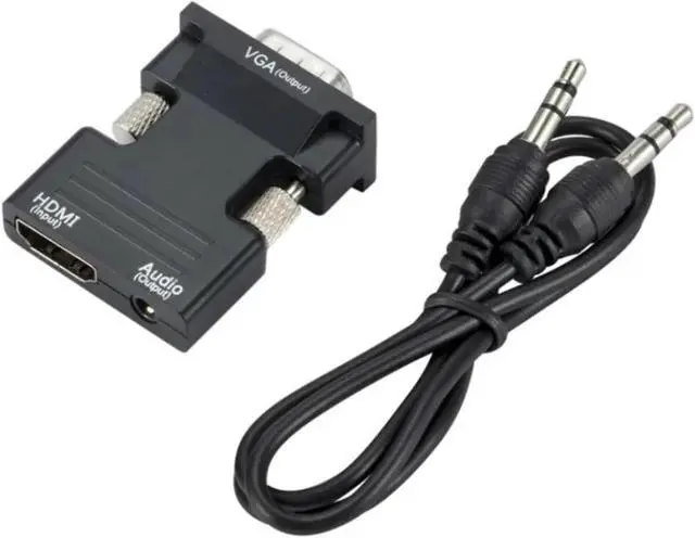 Alt view image 3 of 6 - HDMI-Compatible to V/GA Converter with 3.5Mm Cord 1080P HDMI-Compatible Female to Male Adapter for PC(Black)