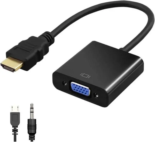 Alt view image 2 of 4 - HD 1080P HDMI-compatibe to V/GA Cord Converter with Power Supply Male to Female Adapter for PC TV Tablet(Only Converter)