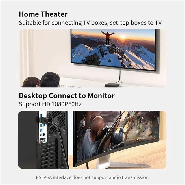 Alt view image 2 of 4 - HDMI to V/GA Cord 1080P 60Hz sig/nal Source to M>oni>tor Projector(1m)