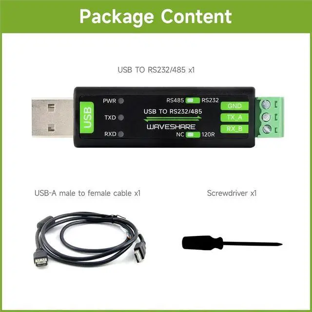 Alt view image 2 of 6 - USB to RS232/485 Serial Converter, Onboard FT232RNL Chip, Multiple Devices Applicable, Multi-OS Compatible
