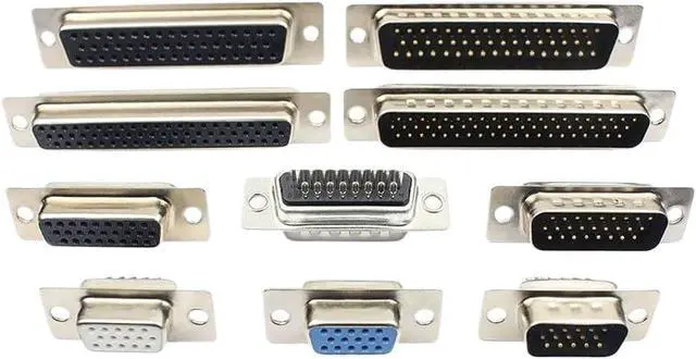 Alt view image 2 of 7 - 5pcs HD D-SUB 15 26 44 50 62 Pin Male Female Solder Type Connector Mount Serial Port Adapter 3 Rows DB15 DB26 DB44 DB50 DB62(62P Female Black)