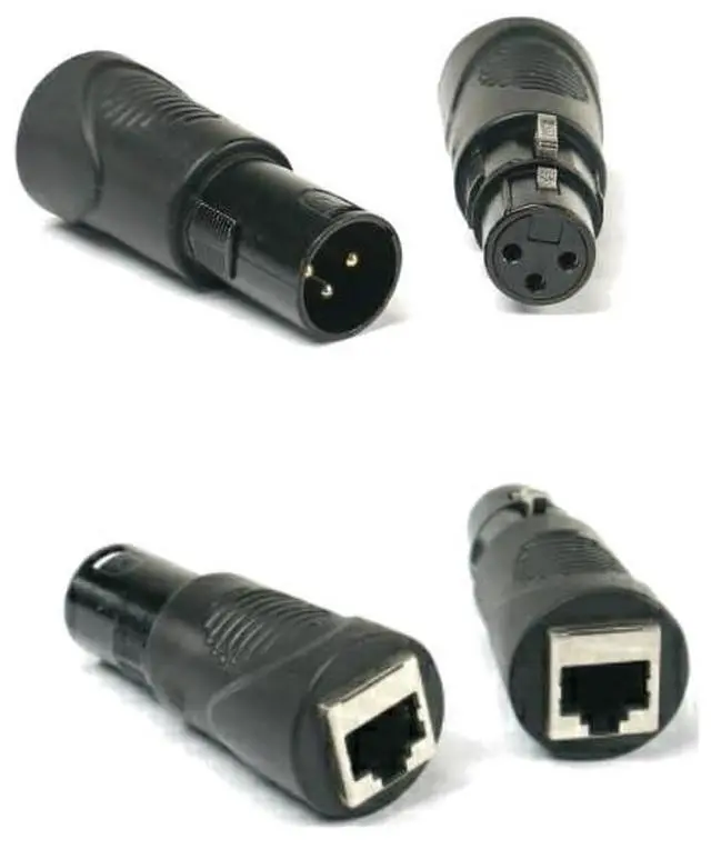 Main image of 2 Sets RJ45 Cat5 Ethernet to 3 Pin XLR DMX Female & Male Adapter Set