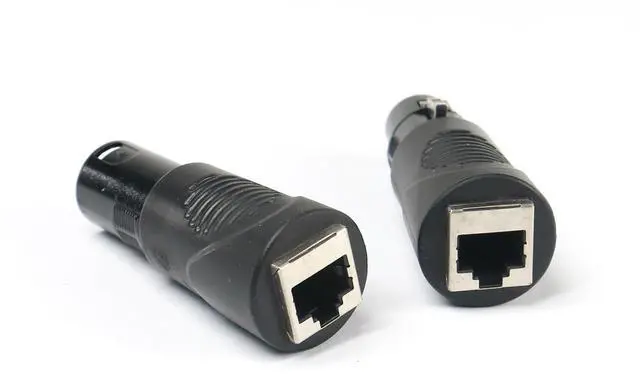 Alt view image 2 of 3 - 2 Sets RJ45 Cat5 Ethernet to 3 Pin XLR DMX Female & Male Adapter Set
