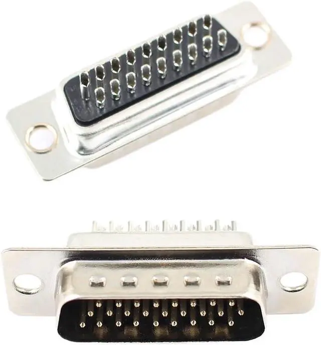 Alt view image 6 of 7 - 5pcs HD D-SUB 15 26 44 50 62 Pin Male Female Solder Type Connector Mount Serial Port Adapter 3 Rows DB15 DB26 DB44 DB50 DB62(62P Female Black)